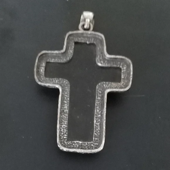 Sterling Silver Black Cross Pendant - Elegant Black Onyx Look - Picture 2 of 2